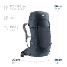 Deuter Wanderrucksack Futura 32 (für Mehrtageswanderungen, komfortables Tragesystem) schwarz - 32 Liter